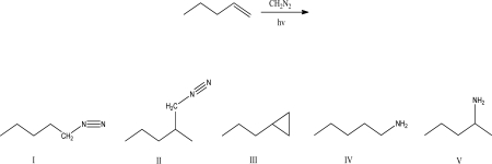 What is the product of the following reaction?   A) I B) II C) III D) IV E) V