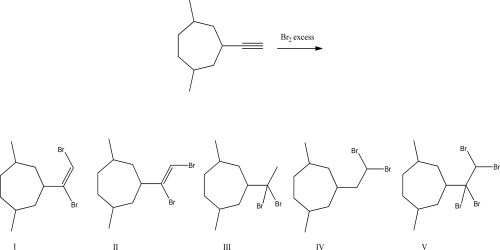 What is the product of the following reaction?   A) I B) II C) III D) IV E) V
