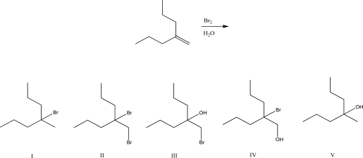 What is the product of the following reaction?   A) I B) II C) III D) IV E) V