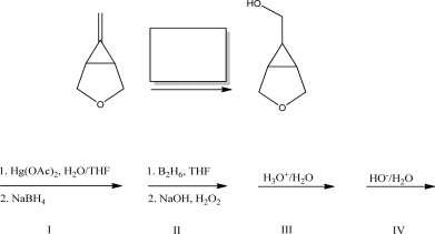 What reagent(s) will complete the following reaction?   A) I B) II C) III D) IV E) Both I and III will work.
