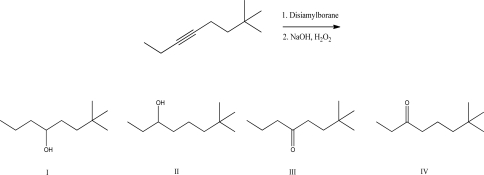 What is the product of the following reaction?   A) I B) II C) III D) IV E) A mixture of III and IV
