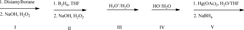 What reagent best completes the following reaction?     A) I B) II C) III D) IV E) V