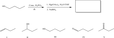 What is the product of the following set of reactions?   A) I B) II C) III D) IV E) V