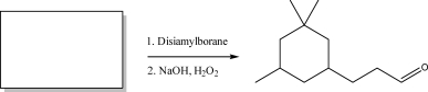 Draw the correct starting material for the reaction below.  