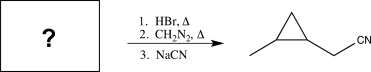 What is the missing starting material in the following synthetic sequence?   A)    B)    C)    D)    E)   