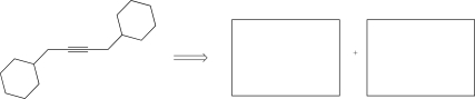 Determine the alkyl bromide and alkyne that could be used to synthesize the target molecule below.  