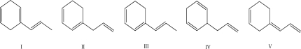 Which of the following reactions releases the least amount of heat upon hydrogenation?   A) I B) II C) III D) IV E) V