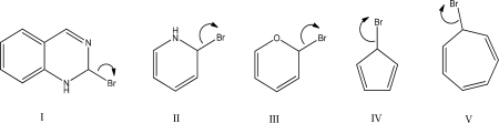 Which heterolysis step will occur slowest?   A) I B) II C) III D) IV E) V