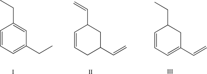 Rank the three following molecules by the amount of heat released upon hydrogenation (from lowest amount to highest amount).Explain your answer.  