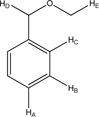 Which hydrogen type has the greatest integration value?   A) H<sub>A</sub> B) H<sub>B</sub> C) H<sub>C</sub> D) H<sub>D</sub> E) H<sub>E</sub>