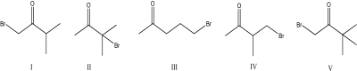 Which compound would produce the <sup>1</sup>H NMR spectrum below?     A) I B) II C) III D) IV E) V