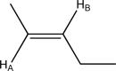 For the following molecule,give the splitting patterns for H<sub>A</sub> and H<sub>B</sub>.  