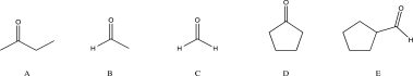 Which of the following compounds would you expect to react with a nucleophile at the highest rate?   A) A B) B C) C D) D E) E