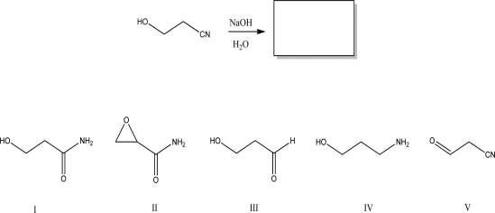 What is the most likely product of the following reaction?   A) I B) II C) III D) IV E) V