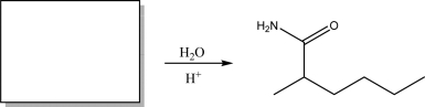 Provide the starting material that can be hydrolyzed to produce the following amide.  