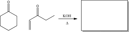 When the following starting materials are treated with NaOH,and a Robinson annulation occurs,what is the product of the reaction?  