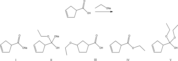 What is the most likely product of the following reaction?   A) I B) II C) III D) IV E) V