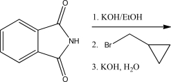 Which mechanism step is not required for the following Gabriel synthesis?   A) Nucleophilic addition B) Nucleophile elimination C) Electrophile elimination D) S<sub>N</sub>2 E) Proton transfer