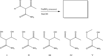 What is the most likely product of the following reaction?   A) I B) II C) III D) IV E) V