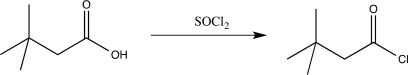 What is the major driving force for the reaction below?   A) The product, an acid chloride, is more thermodynamically stable than a carboxylic acid. B) Chloride is a better nucleophile than hydroxide. C) The reaction is highly exothermic. D) Hydroxide is a better leaving group than chloride. E) The byproducts SO<sub>2</sub> and HCl bubble out of solution irreversibly.