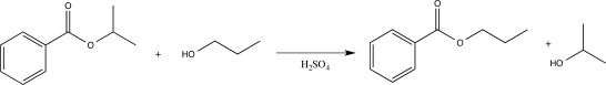 Which of the following correctly explains how sulfuric acid catalyzes the reaction shown below?   A) The acid increases the rate of nucleophile elimination. B) The acid increases the nucleophilicity of the alcohol. C) The acid donates a proton to the alcohol. D) The acid converts the ester into a carboxylic acid. E) The acid activates the carbonyl carbon and makes it more electrophilic.