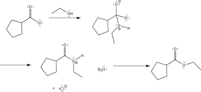Draw curved arrows to complete the reaction mechanism shown below,and indicate the rate-determining step.  