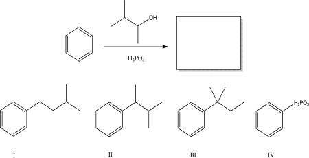 What is the most likely product of the following reaction?   A) I B) II C) III D) IV E) None of these