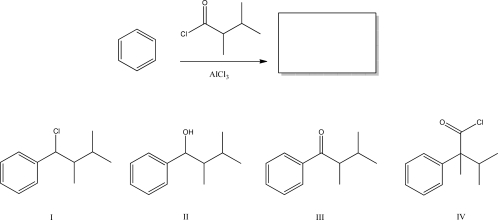 What is the expected product for the following reaction?   A) I B) II C) III D) IV E) None of these will be produced.