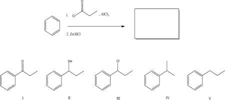 What is the most likely product of the following reaction?   A) I B) II C) III D) IV E) V