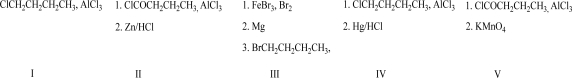 Which reagent(s) will complete the following reaction?     A) I B) II C) III D) IV E) V