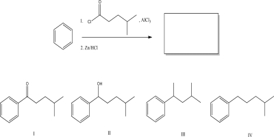 What is the most likely product of the following reaction?   A) I B) II C) III D) IV E) No reaction will occur.