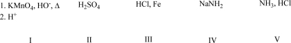 Which reagent(s) will best complete the following reaction?     A) I B) II C) III D) IV E) V