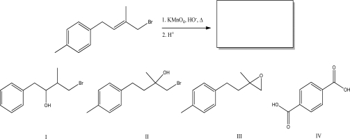 What is the most likely product of the following reaction?   A) I B) II C) III D) IV E) No reaction will occur.