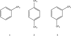 Which of the following is the correct order of increasing rate of bromination for the three molecules below?   A) 2 < 3 < 1 B) 1 < 2 < 3 C) 2 < 1 < 3 D) 3 < 2 < 1 E) 3 < 1 < 2