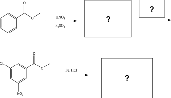 Fill in the intermediates and reagents to complete the synthetic scheme below.  