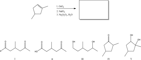 What is the product of the following reaction?   A) I B) II C) III D) IV E) V