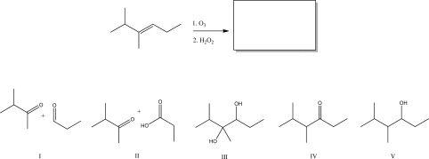 What is the product of the following reaction?   A) I B) II C) III D) IV E) V