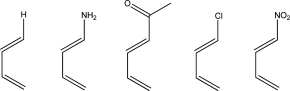 Rank the following dienes in order of slowest to fastest rate of reaction with trans-2-butene.  