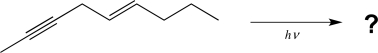 Draw the two products most likely to result from C<font face= symbol ></font>C bond homolysis of the molecule below,and draw single-barbed arrows showing the formation of these products.  