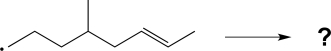 The following intermediate undergoes an intramolecular radical addition reaction,yielding a product that contains a secondary alkyl radical.Draw a mechanism for this reaction,and predict the structure of the product.  