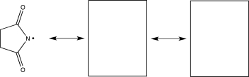 Draw two resonance structures of the radical species below.Include curved arrows.  