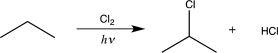 Draw the mechanism for the reaction below.Label the initiation step and the propagation steps,and include two plausible termination steps.  