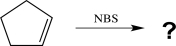 Predict the major product of the reaction below,and draw a detailed mechanism for the production of Br<sub>2</sub> from NBS as it would occur in this reaction.  