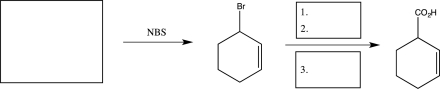 Fill in the starting material and reagents to complete the synthetic scheme below.  