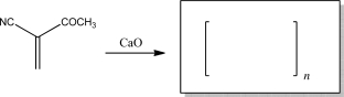 Draw the mechanism and give the product for the following anionic polymerization.Include two propagation steps,and terminate the reaction using H<sub>3</sub>O<sup>+</sup>.  