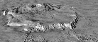 The feature on Mars shown in the figure below is _________ named _________.   A)  an impact crater; Meteor Crater B)  a volcano; Olympus Mons C)  a canyon ; Valles Marineris D)  a canyon: Caloris Basin E)  a mountain; Mount Neil Armstrong