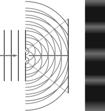 Which of the following phenomena is shown in the figure below?   A)  reflection B)  refraction C)  chromatic aberration D)  magnification E)  interference