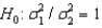 The test statistic employed to test   is   is F-distributed with v<sub>1</sub> = n<sub>1</sub> - 1 and v<sub>2</sub> = n<sub>2</sub> - 1 degrees of freedom if the two populations are F-distributed.