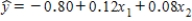 In reference to the equation   ,the value 0.12 is the average change in y per unit change in x<sub>1</sub>,when x<sub>2</sub> is held constant.