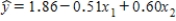 In reference to the equation   ,the value 0.60 is the average change in y per unit change in x<sub>2</sub>,regardless of the value of x<sub>1</sub>.